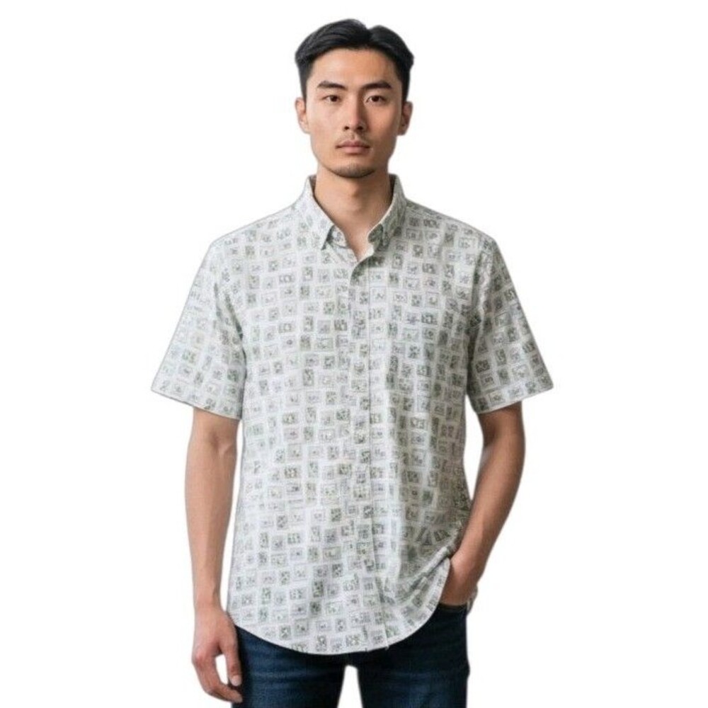 NWT Mizzen & Main Performance Shirt Mens M Cactus AOP Button Up Short Sleeve